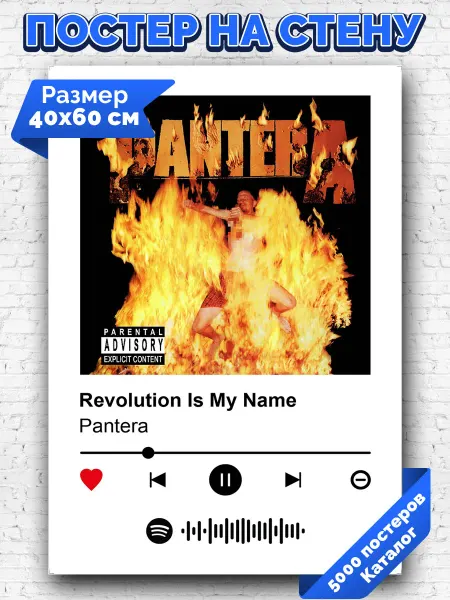 Arthata-spotify постер Спотифай постер Спотифай постер Pantera - Revolution Is My Name 40х60