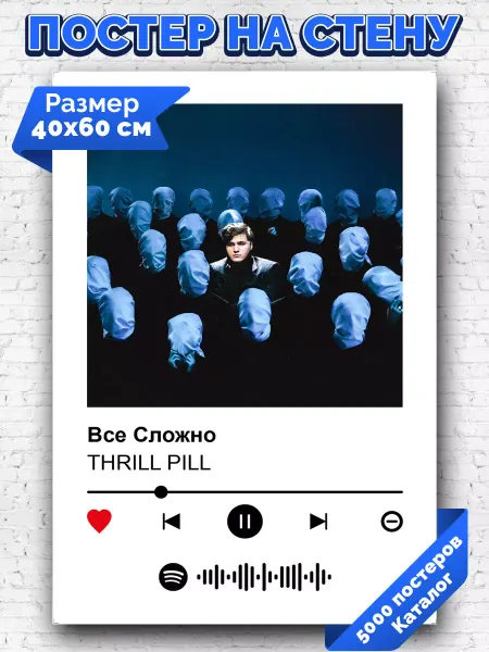 Arthata-spotify постер Спотифай постер Спотифай постер THRILL PILL - Все сложно 40х60