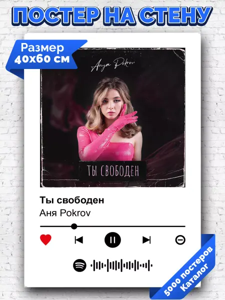 Arthata-spotify постер Спотифай постер Спотифай постер Аня Pokrov - Ты свободен 40х60
