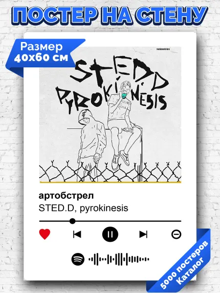 Arthata-spotify постер Спотифай постер Спотифай плакат STED D pyrokinesis - артобстрел 40х60