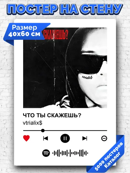 Arthata-spotify постер Спотифай постер Плакат на стену vtrialixS - ЧТО ТЫ СКАЖЕШЬ 40х60