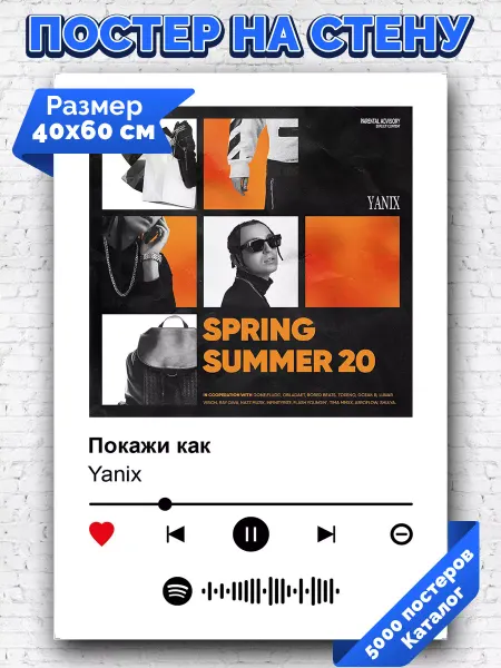 Arthata-spotify постер Спотифай постер Спотифай постер Yanix - Покажи как 40х60