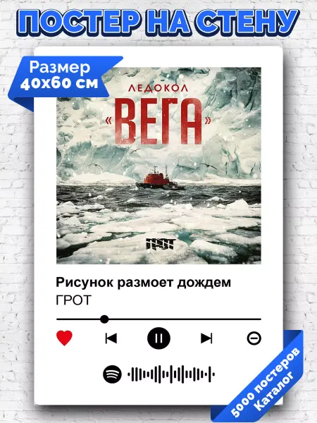 Arthata-spotify постер Спотифай постер Спотифай плакат ГРОТ - Рисунок размоет дождем 40х60