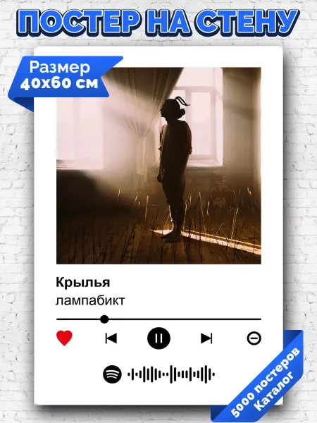 Arthata-spotify постер Спотифай постер Спотифай постер лампабикт - Крылья 40х60