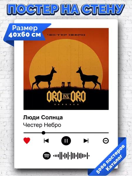 Arthata-spotify постер Спотифай постер Спотифай постер Честер Небро - Люди Солнца 40х60