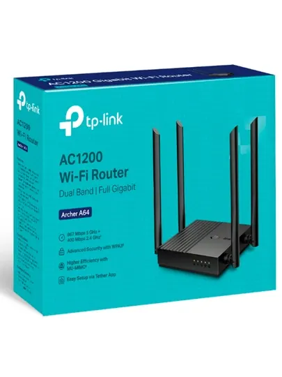 Wi-Fi роутер TP-Link Archer A64 AC1200, 2,4/5 ГГц, 4 антенны, высокая скорость
