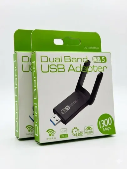 Беспроводной двухдиапазонный Wi-Fi адаптер USB, 2,4 и 5 ГГц, AC1300 Мбит/с, высокая скорость.
