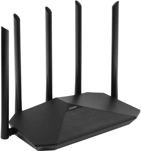 Роутер Wi-Fi Digma , AX1500 2.4/5 ГГц, 5 антенн черный (DWR-AX1501)