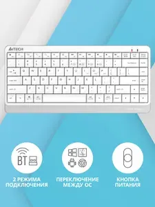 Клавиатура A4Tech Fstyler FBK11, USB беспроводная Bluetooth /2.4 ГГц, Slim, черный/серый белый/серый