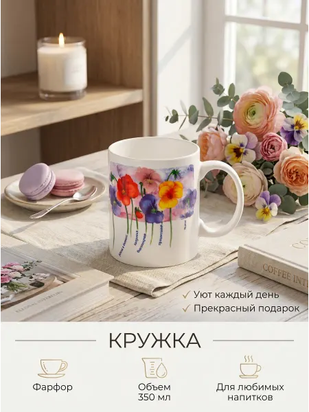 ArtPottery Кружка фарфоровая 350 мл для чая и кофе подарочная