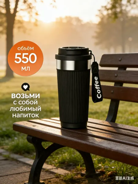 RUOMI Термокружка для кофе и чая автомобильная с крышкой