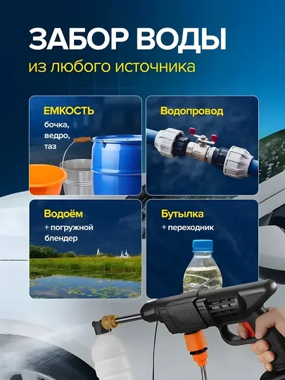 Автомойка высокого давления, 2 батареи по 48 Вт, с пластиковой коробкой