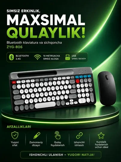 ZYG-806 Беспроводной Комплект Клавиатуры и Мыши 2.4G USB Wireless Keyboard Set