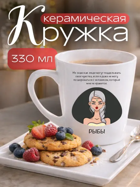 Кружка с характером Кружка для чая и кофе. Керамическая кружка " Рыбы " 330 мл