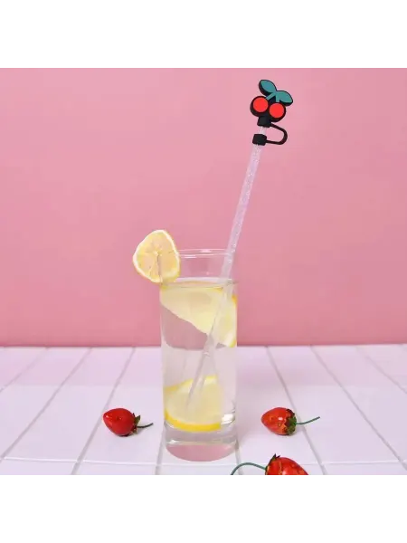 Яркие пластиковые колпачки для трубочек, 4 шт