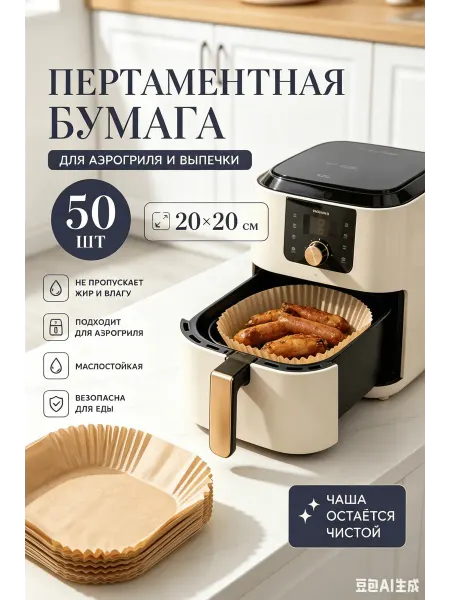 Форма для аэрогриля коричневая 23 см 50 шт