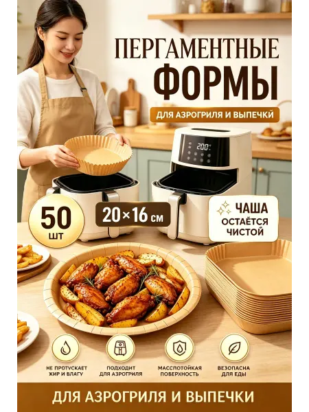 Пергаментная бумага для аэрогриля 50 шт