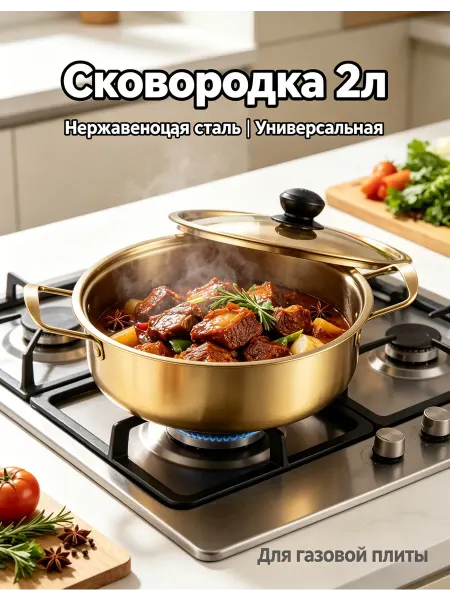 Кастрюля из нержавеющей стали, 2л
