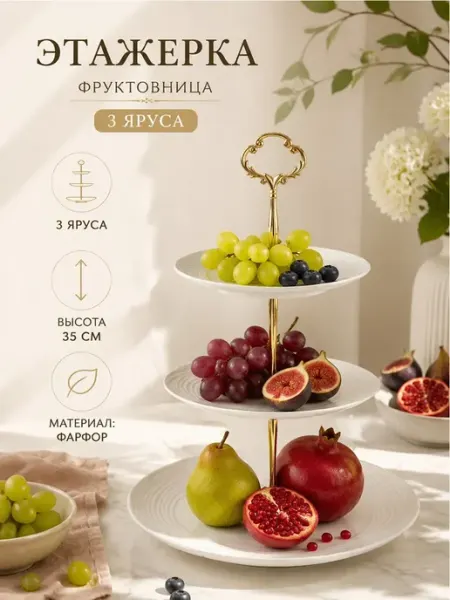 Lenardi Трехъярусная этажерка 15 20,5 27см БРИЗ Фарфор