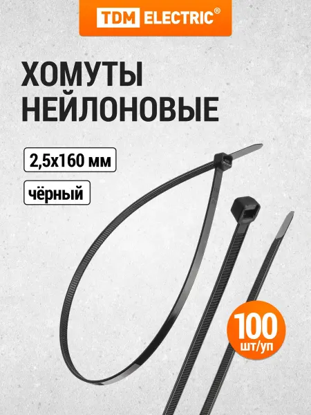 TDM Electric Хомут для стяжки пластиковый нейлоновый 2,5х160мм 100шт TDM