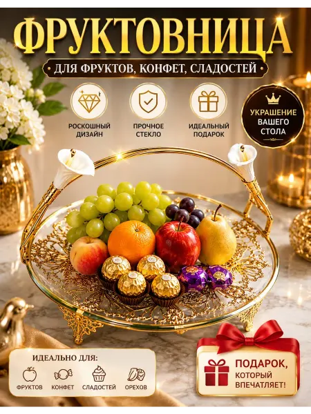 Конфетница на подставке ваза для фруктов и конфет