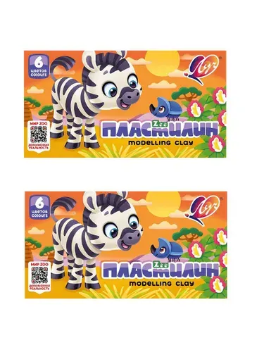 Луч Пластилин Zoo, 6 цветов, 90 гр, 2 уп