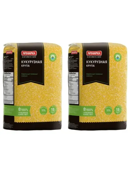Ярмарка Кукурузная крупа, 600г, 2 упаковки