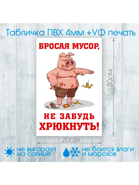 Master Crafter Табличка "Соблюдайте чистоту!" №001 20х30см
