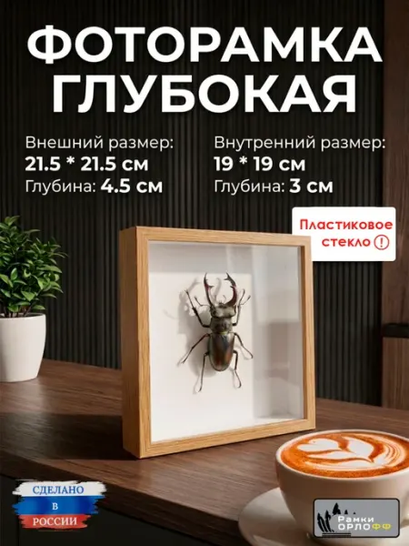 Рамка глубокая с пластиковый стеклом 21.5х21.5х4.5см