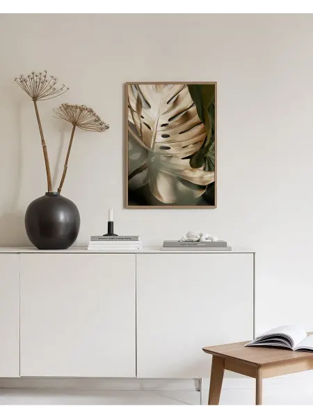 Onllyart Постер 21x30 золотые листья монстеры