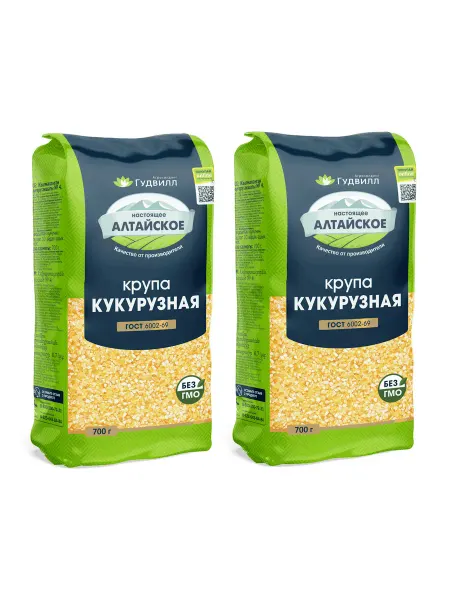 Гудвилл Крупа кукурузная шлифованная, 700 г, 2 упаковки