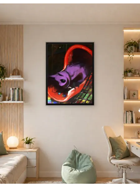 Postersbase Постер Фиолетовое существо на красной горке 30x40