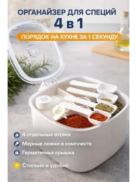 Майра Органайзер для специи набор 4шт секции