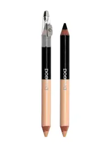 POETEQ Двойной карандаш для глаз Double eyeliner with sharpener с точилкой. 2 г, 92 кремовый-черный