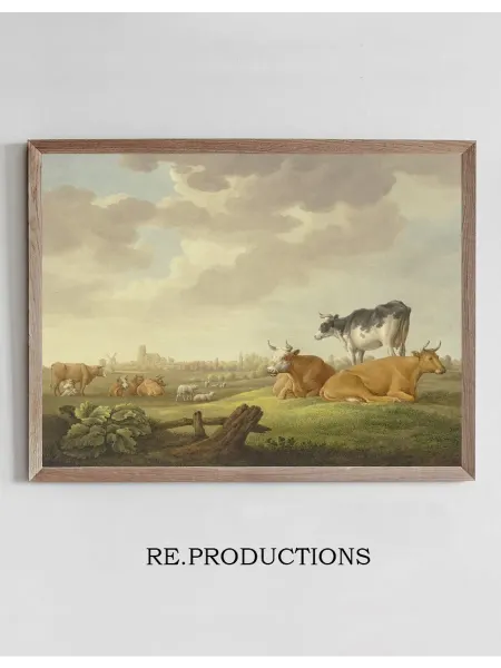 Re.productions Постер Auf einer Wiese Kühe und Schafe, in - Aelbert Cuyp