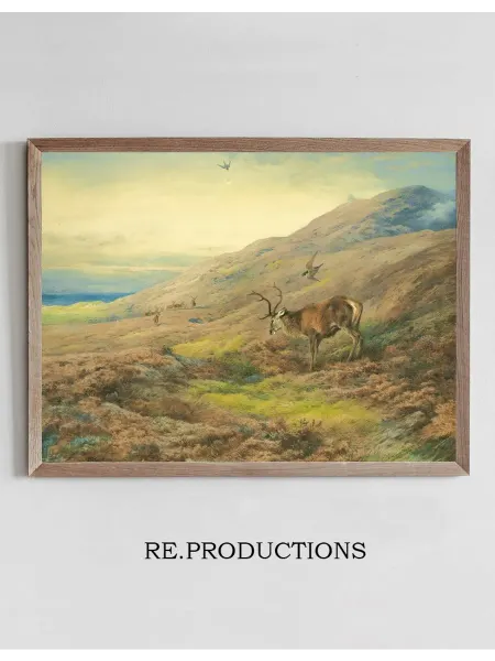 Re.productions Постер In The Highlands, Red Stag - Archibald Thorburn