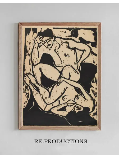 Re.productions Постер Nacktes Paar auf einem - Ernst Ludwig Kirchner