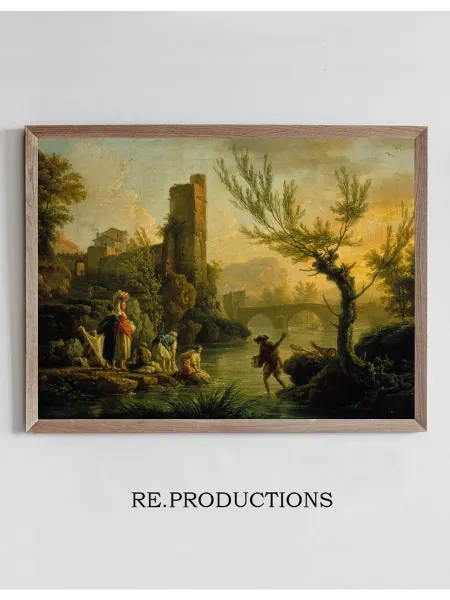 Re.productions Постер Paysage avec des lavandières - Claude-Joseph Vernet