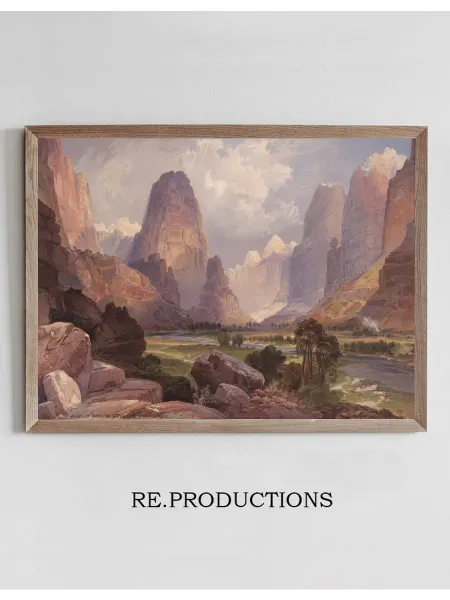Re.productions Постер Valley of the Babbling Waters - Thomas Moran
