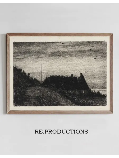 Re.productions Постер Huse ved stranden Sommernat - Carl Bloch