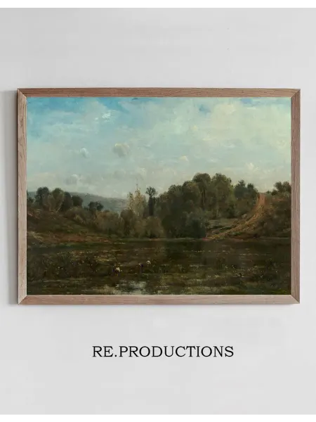 Re.productions Постер Cranes watering at the - Charles François Daubigny
