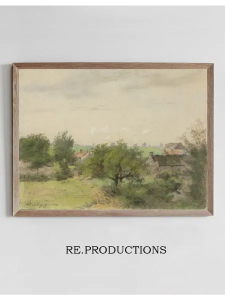 Re.productions Постер Landschaft mit Häusern - Charles François Daubigny