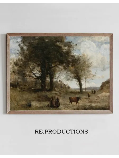 Re.productions Постер Les Vachères À La - Jean-Baptiste-Camille Corot