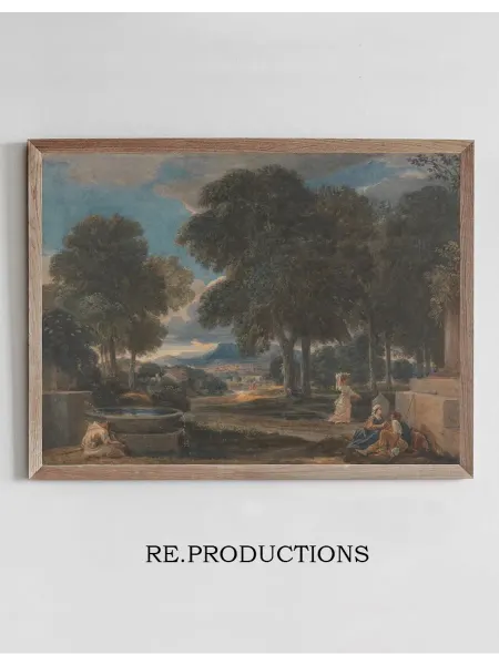 Re.productions Постер Landscape with a Man Washing His Feet - David Cox