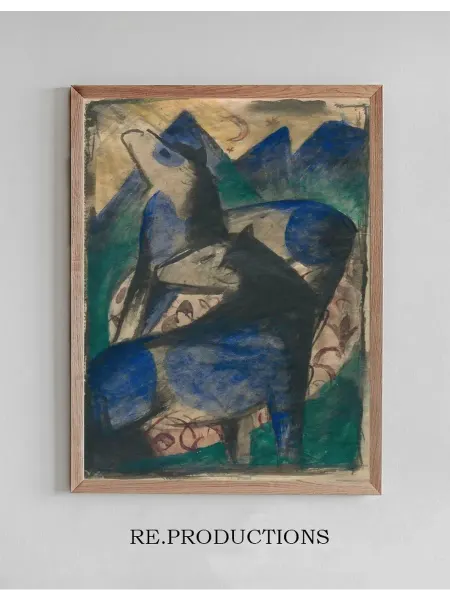 Re.productions Постер Two Blue Horses - Franz Marc