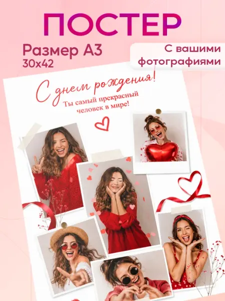 Zekeks Постер А3 на заказ коллаж С днем рождения