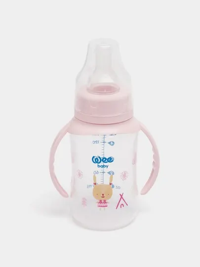 Обучающая бутылочка с ручками, 150 мл, соска № 2 Wee baby