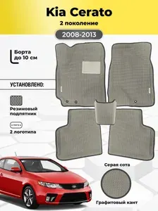 Автомобильные эва коврики Kia Cerato 2, ева коврики с бортами, eva в машину