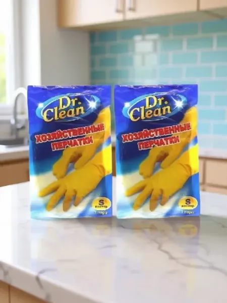 Dr.Clean Перчатки хозяйственные Размер S (2 пары)