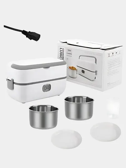 Ланч-бокс с подогревом и приготовлением еды Cooking Lunchbox, термос пищевой с 2 чашами